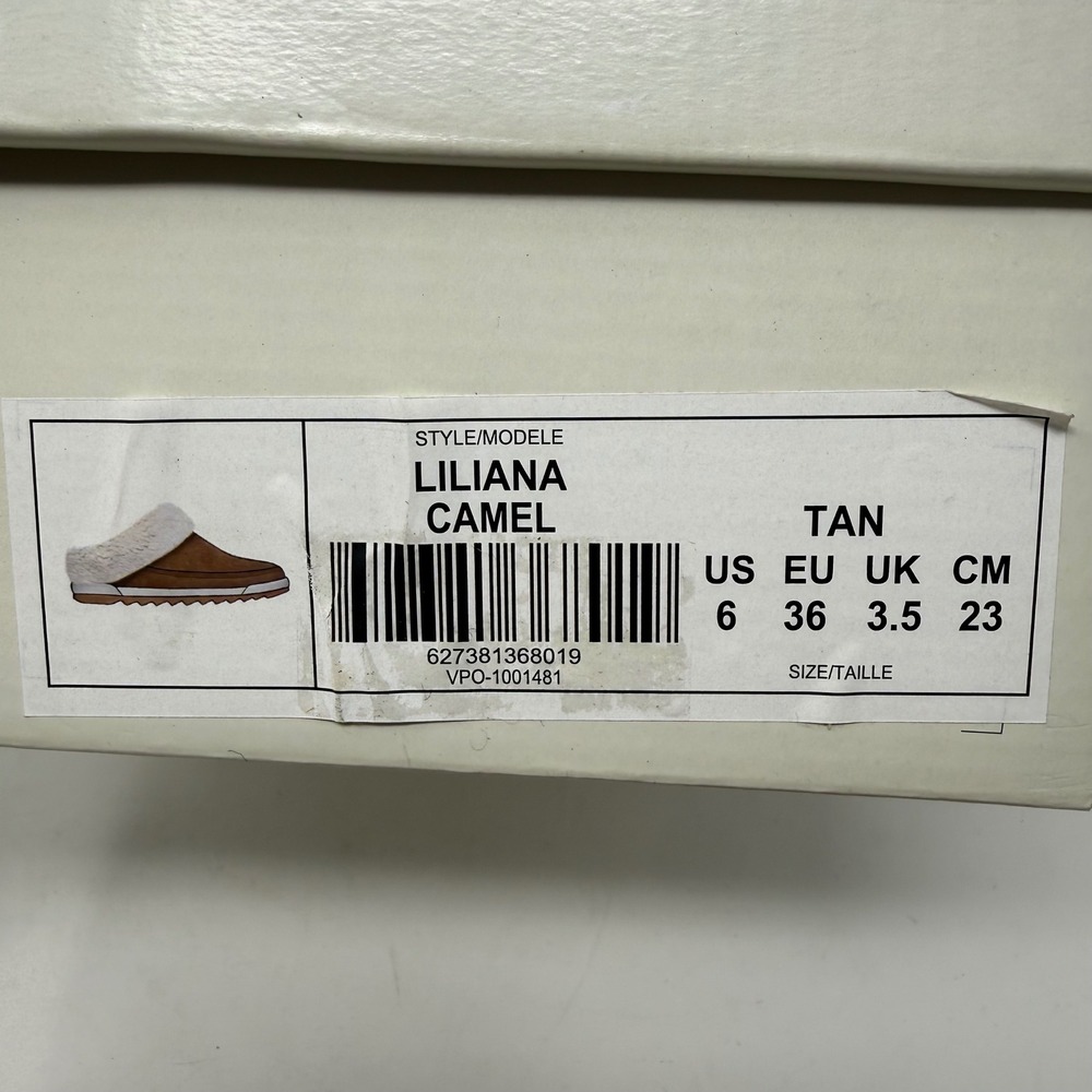 Cougar Liliana Camel Suede Mule Slippers Tan Faux Shearling Womens 6 NEW - Picture 4 of 7